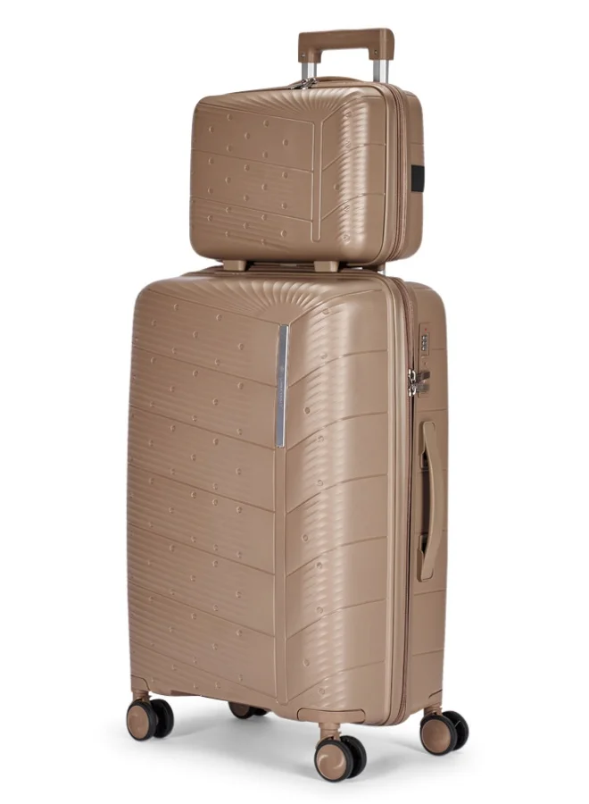 LIMRA Travel Bags 4-Piece Hard Shell Luggage Set Durable Polypropylene Suitcases with Spinner Wheels Gold